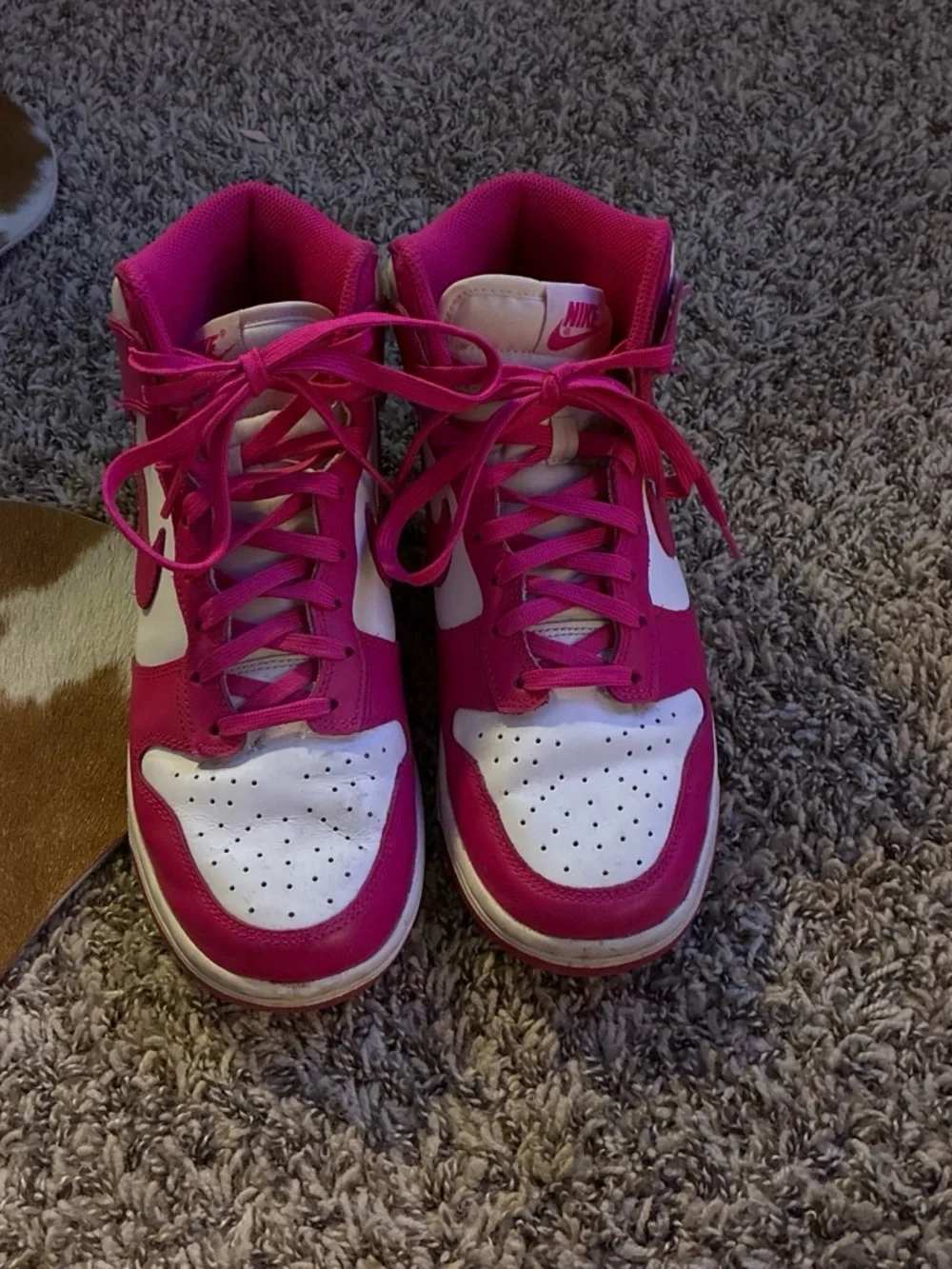 Nike Women's Hot Pink and White High-Top Sneakers